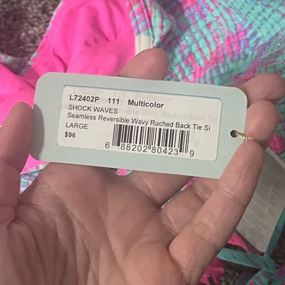 NEW LULI FAMA Minimal Balconette Seamless Wavy Ruched Back TieSide SHOCK WAVES - Picture 7 of 7